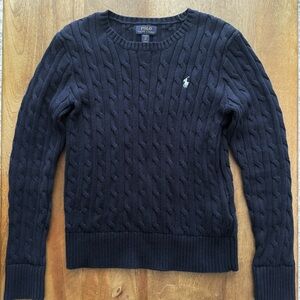 Ralph Lauren Cable Knit Cotton Sweater in Navy - Size Girls 7-16 XL